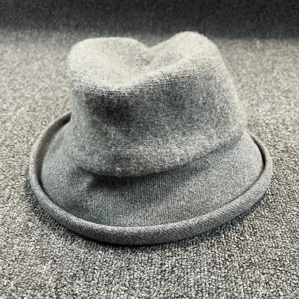 Vintage Aesthetic Grey Wool Blend Bow Cloche Hat One Size Winter Felt Fedora